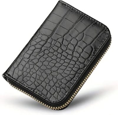 Luxe Dames Pasjeshouder Met Krokodillenleer Patroon I Creditcardhouder I Met Geldvak I Pasjes Houder I Wallet I PU Leer I Portemonnee I Zwart