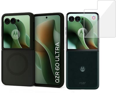Hoesje + Screenprotector geschikt voor Motorola Razr 60 Ultra Hoesje - Shock Proof Case geschikt voor Magsafe - Magnetisch - Gehard Glas- Zwart