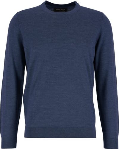 MARVELIS modern fit trui wol - O-hals - rookblauw