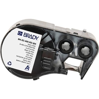 Brady M4-82-499-RD-BK nylonweefsel labels zwart op rood | 9,53 mm x 9,53 mm (origineel)