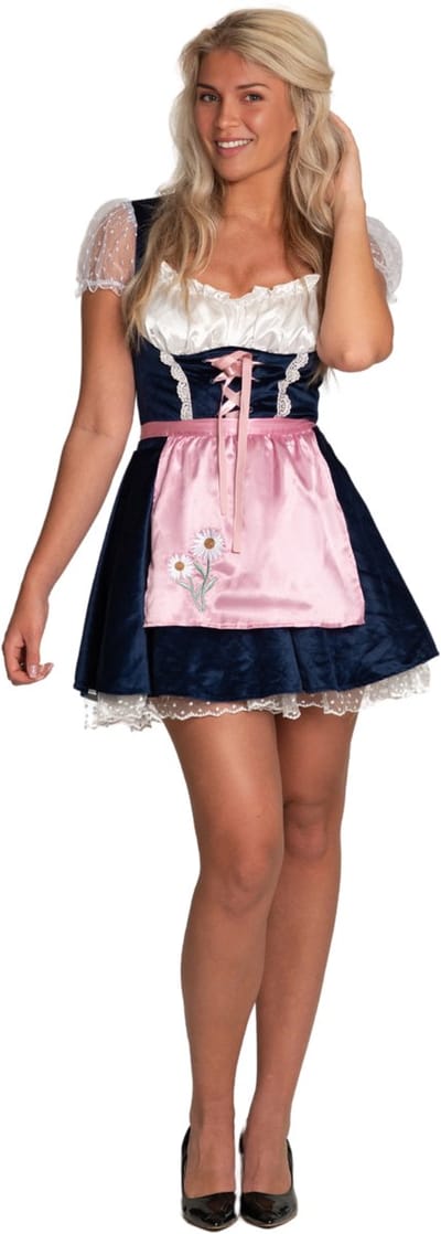 Partychimp Sexy Oktoberfest Dirndl Dames Lily Oktoberfest Dames Carnavalskleding Dames Carnaval Kostuum Dames - Polyester - Blauw - Maat S/36