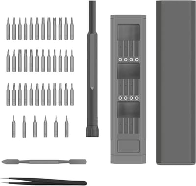 Schroevendraaierset - Precisie gereedschap - Kleine reparaties - Magnetische boren - 44 delig - Grijs