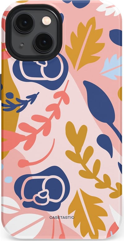 Casetastic Hoesje Geschikt voor Apple iPhone 13 Magsafe - Stijlvolle Beschermende Duo-layer Case - Roze Bladeren