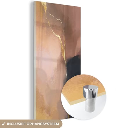 MuchoWow® Glasschilderij 60x120 cm - Schilderij acrylglas - Abstract - Verf - Pastel - Foto op glas - Schilderijen