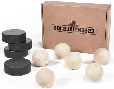 Hockey Trainingsset - Stickhandling Ballen en Pucks - Off-Ice Training - Realistisch Puck Gevoel - 3 Inch Pucks - Bruin Zwart