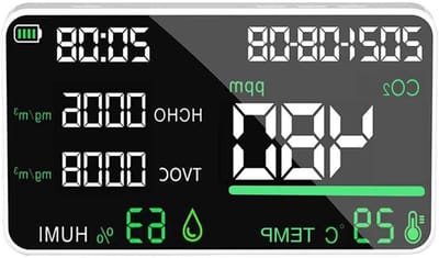Luchtkwaliteit Monitor - Luchtvervuiling Detector - Binnenklimaat Controleren - 6-in-1 Sensor - Compact Ontwerp - Wit