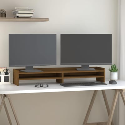 vidaXL - Monitorstandaard - 100x24x16 - cm - massief - grenenhout - honingbruin