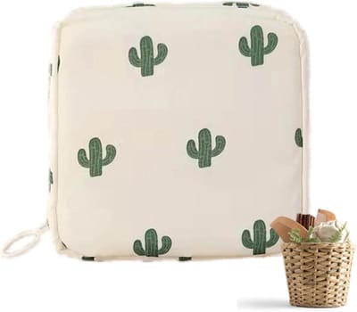 Menstruatiezak Organizer - Maandverband Tasje - Hygiënisch Opbergen - Waterdicht Oxford Doek - 12 x 12 cm - Beige
