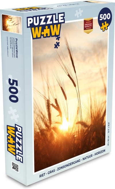 Puzzel Riet - Gras - Zonsondergang - Natuur - Horizon - Legpuzzel - Puzzel 500 stukjes