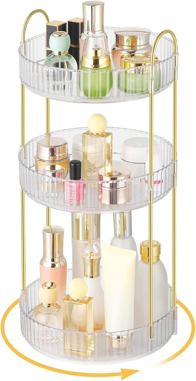 Multifunctionele 360° Draaibare Make-up Organizer met Grote Capaciteit - Transparante Cosmetica-opslag voor Badkamer en Slaapkamer