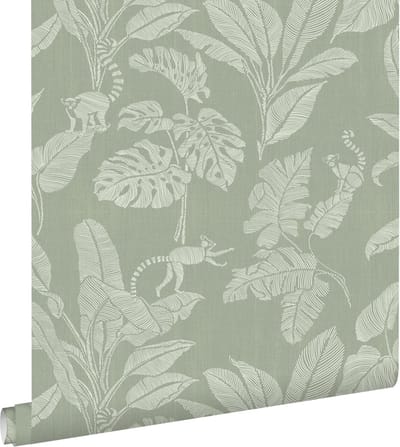 ESTAhome behang apen en jungle bladeren groen - 50 x 900 cm - 139863