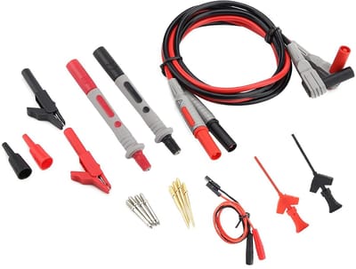 Digitale Multimeter Testkabels - Meetkabels Klemmen - Elektrisch Testen - Verwisselbare Sondepunten - 1 Meter Lengte - Zwart