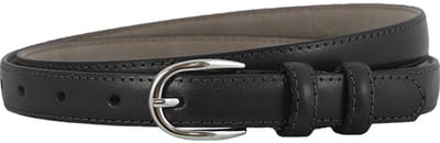 Houtkamp Smalle Leren Dames Riem 2 cm – Gebolleerde Taille- & Broekriem | Elegant | Zwart - Lengte totaal 100 cm / Riemmaat 85