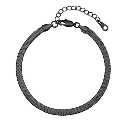 Dailygoody - Enkelkettinkje - Plat - Modieuze Slangenketting - Zilver/Goud/Zwart/Roségoud - Enkelband - Hypoallergeen - Geschikt voor Elke Gelegenheid