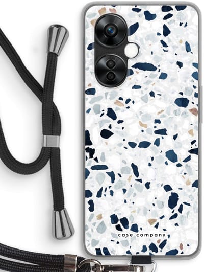 Case Company® - Hoesje met koord geschikt voor OnePlus Nord CE 3 Lite hoesje met Koord - Terrazzo N°1 - Telefoonhoesje met Zwart Koord - Bescherming aan alle Kanten en Over de Schermrand