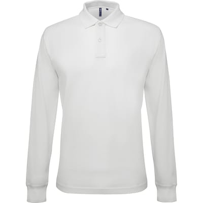 Asquith & Fox Heren Klassieke Pasvorm Poloshirt met lange mouwen (Wit)