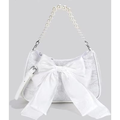 Schoudertas voor dames met nicheontwerp Parel Schouderband Tas voor dames Nieuwe stijl Strik Hand Crossbody Tas Armholte Tas gray