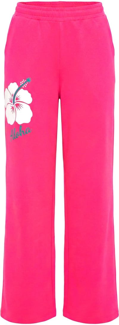 Angel of Style - Dames - Sweatpants wijde rechte pijp joggingbroek bloem - Hibiscusrood - Maat 42
