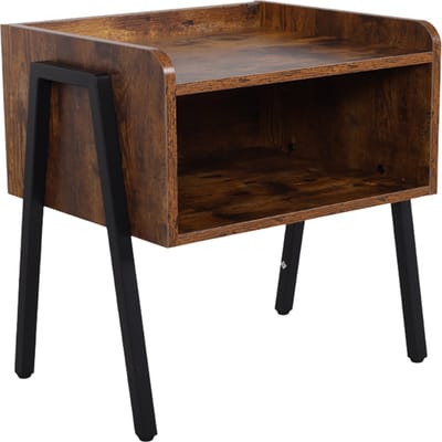 SensaHome - Nordic Antiek Houten Nachtkastje Open Design - Klassiek en Elegant - 46x35x52cm - Bruin