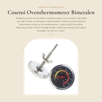 Oventhermometer Bimetalen - Oventhermometer Analoog - Grill Thermometer - Koken in de Oven - Houder - Kwaliteitsproduct - Grillthermometer