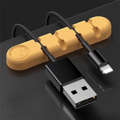 Schattige Kabel Organizer Schattige Beer Siliconen Draadhouder Clips voor Bureau Snoer Organizers Lijnbeheer Kantoor Bureau Accessoires geel
