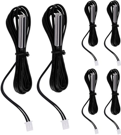 Dailygoods- Temperatuursensor 10K 3950 NTC - 6 Stuks - Waterdicht - Connector - Thermistortemperatuursensor - 100 cm lengte - Thermistor