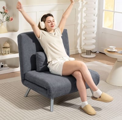 STILVORA Fauteuil 80 x 75 x 83 cm - 2-in-1 Slaapstoel Met Bedfunctie En Verstelbare Rugleuning - Voor Woonkamer En Logeerkamer - Stof Donkergrijs