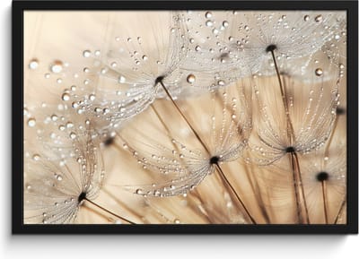 Poster in lijst - Fotolijst 60x40 cm - Posters - Paardenbloem - Abstract - Natuur - Beige - Posterlijst zwart - Decoratie - Wanddecoratie woonkamer - Muurdecoratie slaapkamer