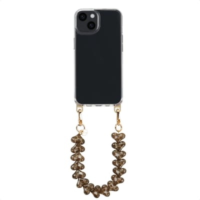 Selencia Transparant Hoesje met Haakjes inclusief Hartjes Polskoord - Geschikt voor Apple iPhone 13 - Tortoise Leopard