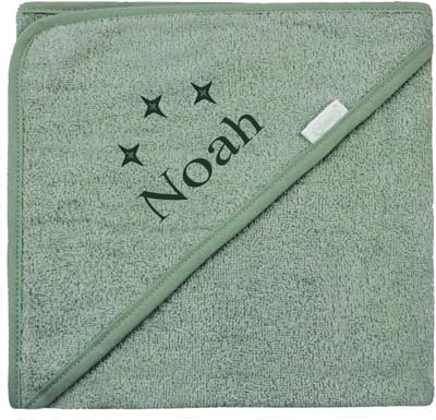 Badcape uni line - stone green  - met GRATIS geborduurde naam