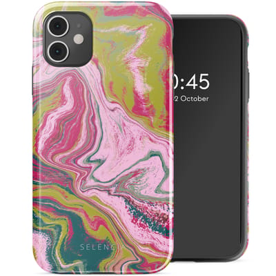 Selencia Hoesje - Geschikt voor Apple iPhone 11 - Backcover - Marble Pink