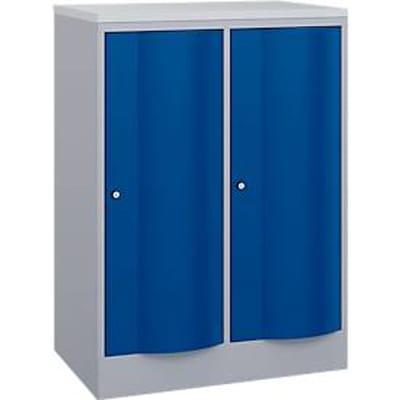 C+P Garderobekast Resisto, 2 vakken, 2 legborden, B 772 x D 540 x H 1077 mm, blank aluminium/ gentiaanblauw