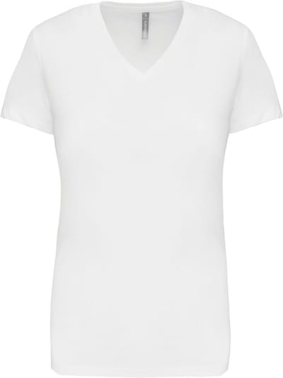 Kariban Dames T-shirt V-hals Korte Mouwen K381 - White - L