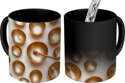 Magische Mok - Foto op Warmte Mokken - Koffiemok - Symmetrisch - Goud - Brons - Balans - Magic Mok - Beker - 350 ML - Theemok
