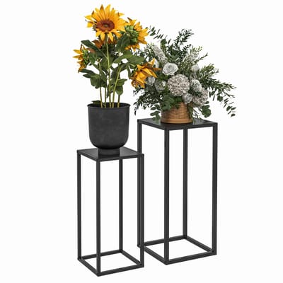 Outsunny plantenstandaard - staal - 31L x 31B x 65H cm - zwart