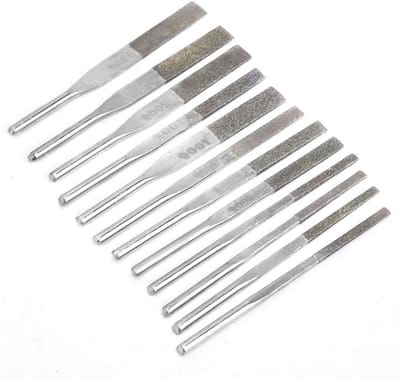 Fafeicy 6mm Diamond File, Metal Alloy Emery Grinding Tool Set with 12pcs 3mm Shank Cone Machine Files for Reciprocating Grinding, Filing, Cutting, Engraving and Hollowing Jade,