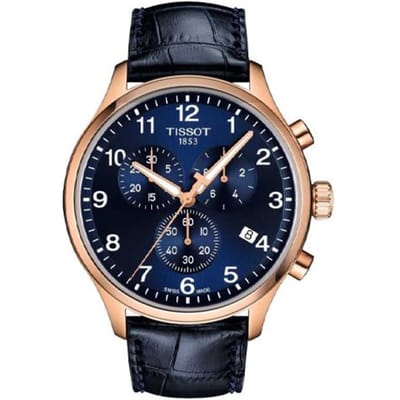 Tissot Quartz Uurwerk 100 Meter Waterbestendig Horloge 45 Mm Blauwe Wijzerplaat Roestvrij Staal PVD-Coated Kast Leren Band Herenhorloges T116.617.36.042.00 Regular Watch Box black