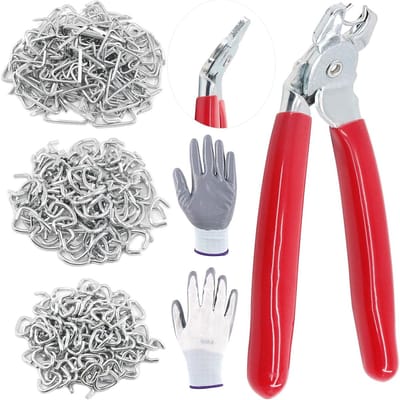 360 Stuks Galvaniseerde Boar Ringen met Hog Ring Pliers - Assortiment voor Professionele Bekleding, Bungee Schokdempers en Koorden