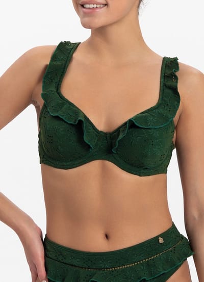 Beachlife Green Embroidery Dames Bikinitopje - Maat E36