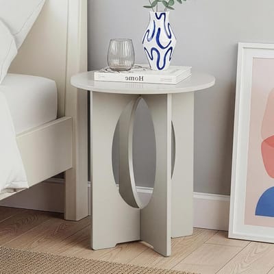 Bijzettafel - Ronde tafel - Decoratie en drankjes - Modern rond ontwerp - 49x40 cm - Taupe