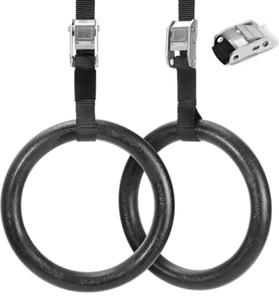 SnelShoppen - Gymnastiek Ringen ABS 28 mm met Verstelbare Band voor Calisthenics, Gymnastiek en Krachttraining, Maximaal Belastbaar 300 kg, Zwart