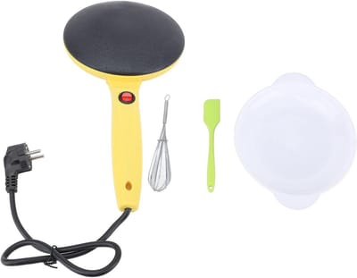 Elektrische Crêpe Pan - Pannenkoekenmaker Tortillamaker - Snel Ontbijt Maken - Automatische Temperatuurregeling - 20 cm - Geel