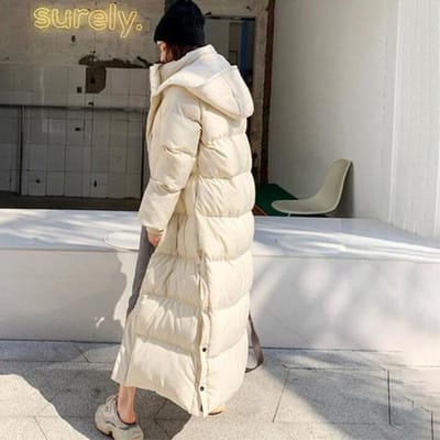 Vêtements d'hiver avec chaleur épaisse et veste rembourrée en coton Veste ample rembourrée pour femme Super longue jusqu'à la cheville au-dessus du genou Doudoune rembourrée XL gray