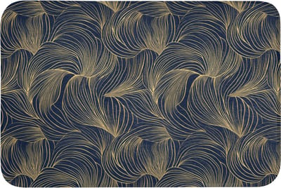 Badmat 90x60 cm - Antislip - Abstract - Lijnen - Blauw - Goud - Badmatten voor badkamer - Badkamermat - Douchemat - Badkamer mat