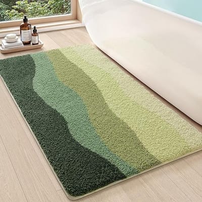 Badkamermat - Badmat - Antislip - Zachte Badmatten - Absorberend - Wasbare Badkamermat voor de Douchevloer - Badkuip - Groen Bosmotief - 60 x 110 CM