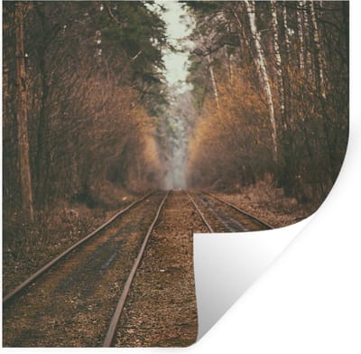 Muurstickers - Sticker Folie - Treinspoor - Pad - Bos - Boom - 100x100 cm - Plakfolie - Muurstickers Kinderkamer - Zelfklevend Behang XXL - Zelfklevend behangpapier - Stickerfolie