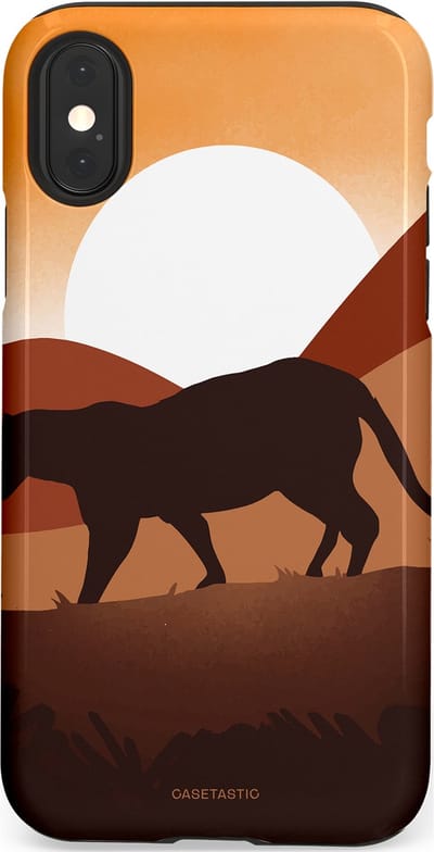 Casetastic Hoesje Geschikt voor Apple iPhone X/Xs - Stijlvolle Beschermende Duo-layer Case - Zonsondergang Safari
