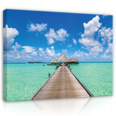 WALLARENA - Canvas schilderij - 100x70 cm - moderne wanddecoratie van strand, zee en natuur