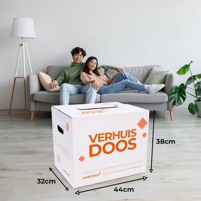 Verhuisdozen Set - Opslagdozen Karton - Veilig Verhuizen - Extra Sterk Dubbel Golfkarton - 52L 44x32x37cm - Wit Bruin