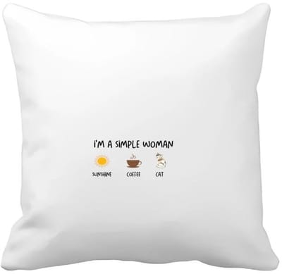Akyol - i'm a simple woman sunshine, coffee, cat Kussen hoes - Quotes - vrouwen die simpel zijn - vrouwen - quotes - verjaardagscadeau - verjaardag - cadeau - kado - geschenk - gift - 40 bij 40 cm